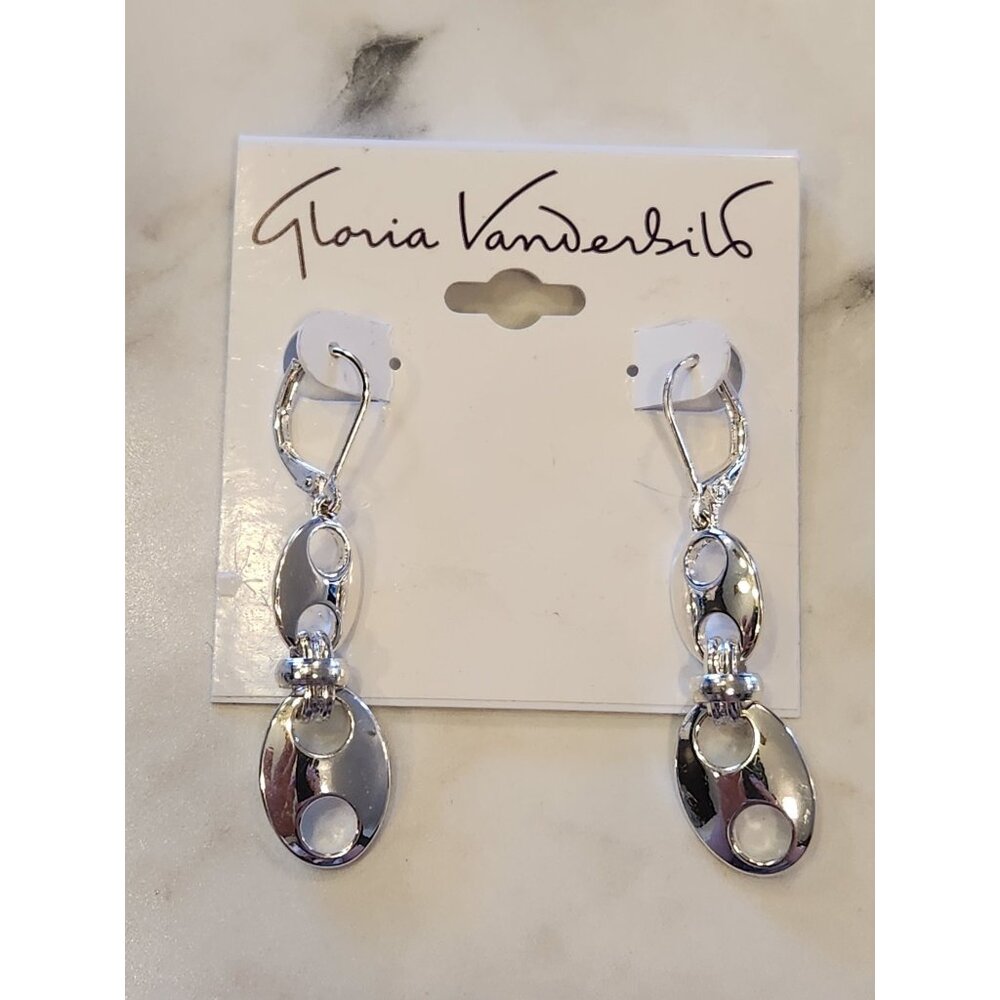 Gloria Vanderbilt Silver-Tone Oval Drop Earrings With Leverback Closure